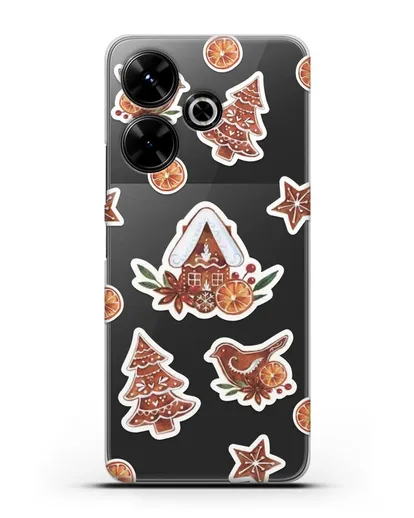 Чехол с иллюстрацией Пряничный домик силиконовый для Xiaomi Poco M6