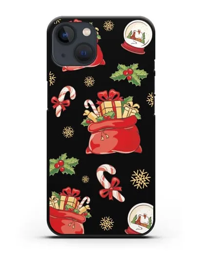 Чехол с иллюстрацией Новогодние подарки силиконовый для iPhone 13