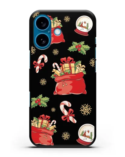 Чехол с иллюстрацией Новогодние подарки силиконовый для iPhone 16