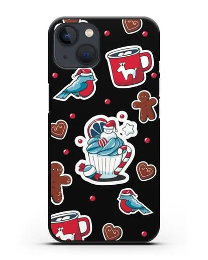 Чехол с иллюстрацией Новогоднее пирожное и печенье силиконовый для iPhone 13