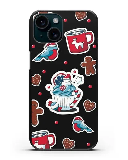 Чехол с иллюстрацией Новогоднее пирожное и печенье силиконовый для iPhone 15
