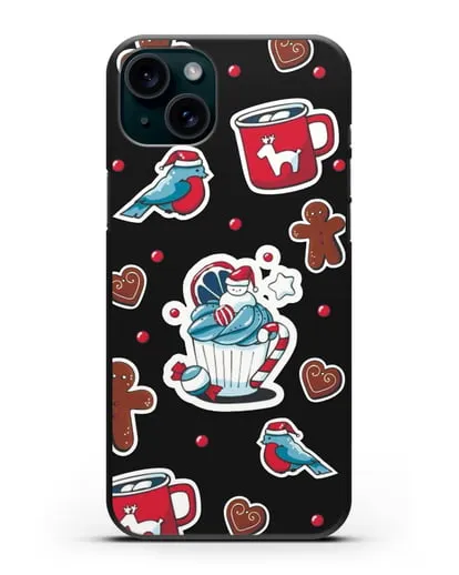 Чехол с иллюстрацией Новогоднее пирожное и печенье силиконовый для iPhone 15 Plus
