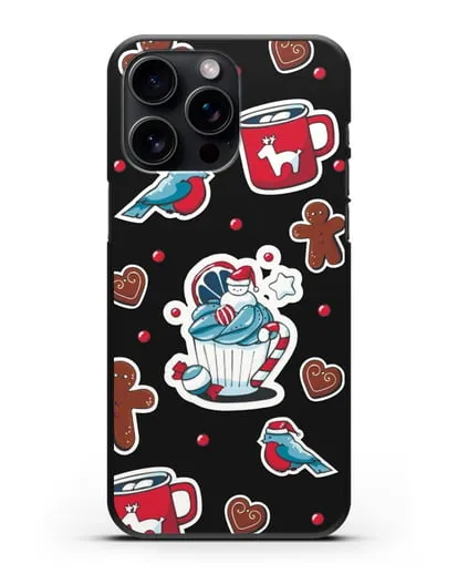 Чехол с иллюстрацией Новогоднее пирожное и печенье силиконовый для iPhone 15 Pro Max