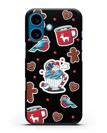 Чехол с иллюстрацией Новогоднее пирожное и печенье силиконовый для iPhone 16