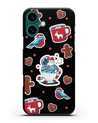 Чехол с иллюстрацией Новогоднее пирожное и печенье силиконовый для iPhone 16 Plus