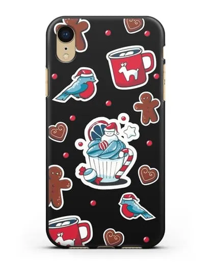 Чехол с иллюстрацией Новогоднее пирожное и печенье силиконовый для iPhone XR