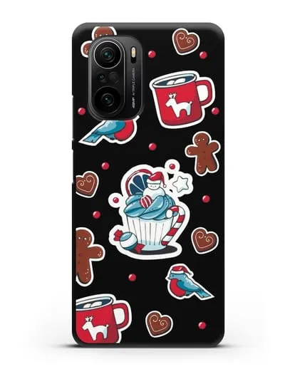 Чехол с иллюстрацией Новогоднее пирожное и печенье силиконовый для Xiaomi Poco F3 Pro