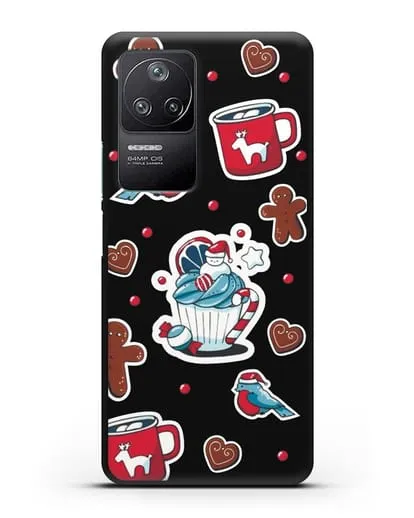 Чехол с иллюстрацией Новогоднее пирожное и печенье силиконовый для Xiaomi Poco F4