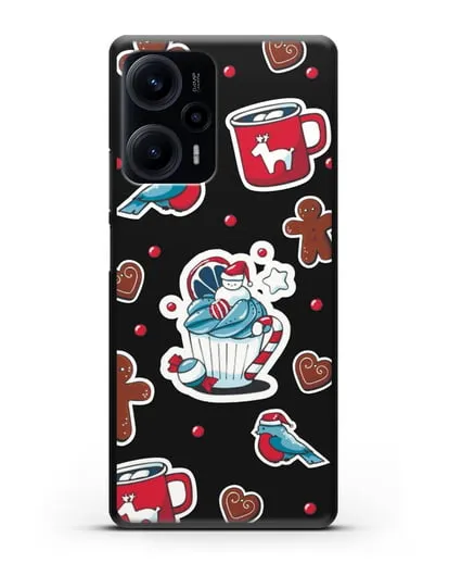 Чехол с иллюстрацией Новогоднее пирожное и печенье силиконовый для Xiaomi Poco F5