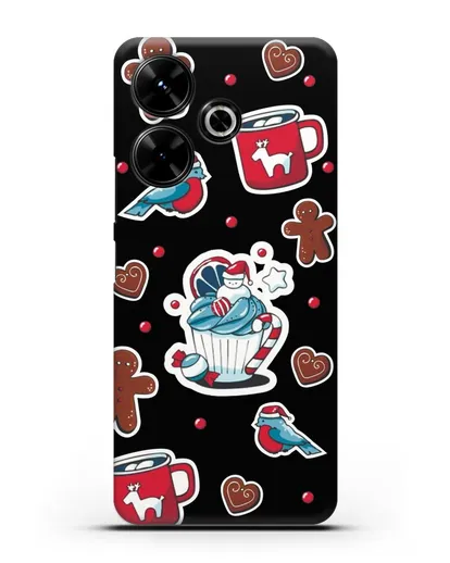 Чехол с иллюстрацией Новогоднее пирожное и печенье силиконовый для Xiaomi Poco M6