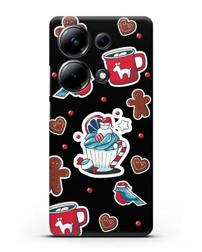 Чехол с иллюстрацией Новогоднее пирожное и печенье силиконовый для Xiaomi Poco M6 Pro