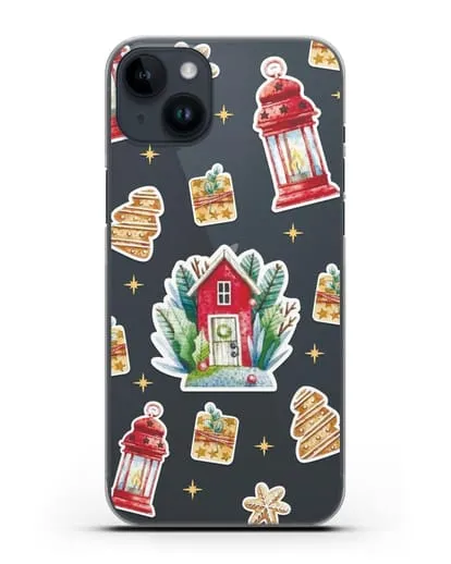 Чехол с иллюстрацией Домик и фонари силиконовый для iPhone 14 Plus