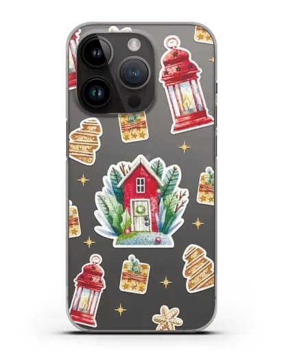 Чехол с иллюстрацией Домик и фонари силиконовый для iPhone 14 Pro