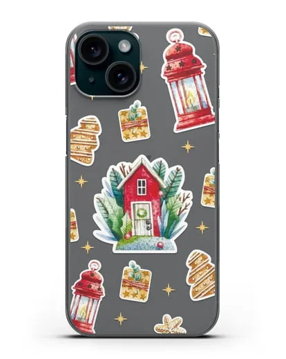 Чехол с иллюстрацией Домик и фонари силиконовый для iPhone 15