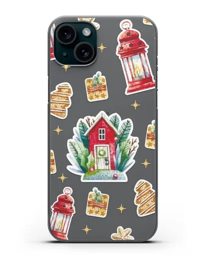 Чехол с иллюстрацией Домик и фонари силиконовый для iPhone 15 Plus