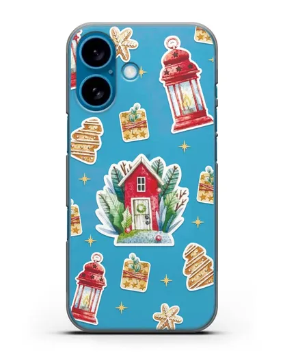 Чехол с иллюстрацией Домик и фонари силиконовый для iPhone 16