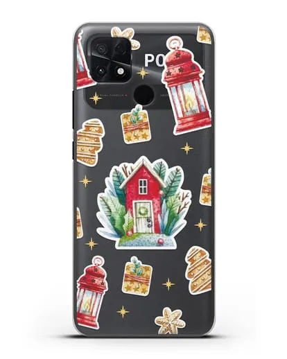 Чехол с иллюстрацией Домик и фонари силиконовый для Xiaomi Poco C40