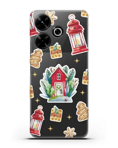 Чехол с иллюстрацией Домик и фонари силиконовый для Xiaomi Poco M6