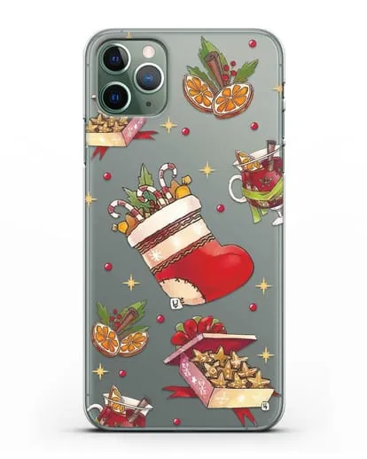 Чехол с иллюстрацией Рождественский подарок и глинтвейн силиконовый для iPhone 11 Pro