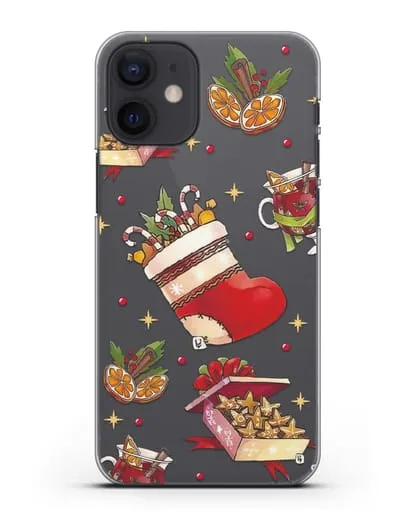 Чехол с иллюстрацией Рождественский подарок и глинтвейн силиконовый для iPhone 12 mini