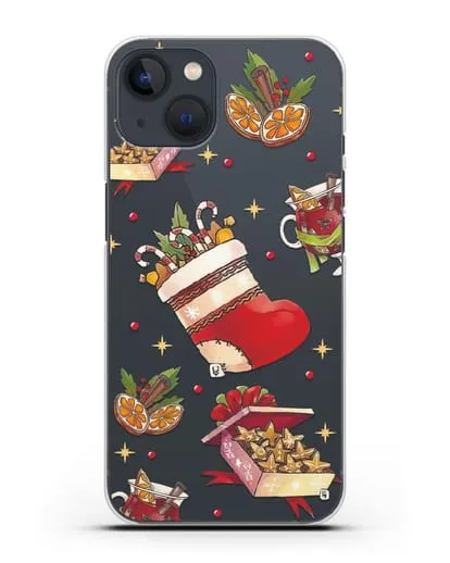 Чехол с иллюстрацией Рождественский подарок и глинтвейн силиконовый для iPhone 13 Mini