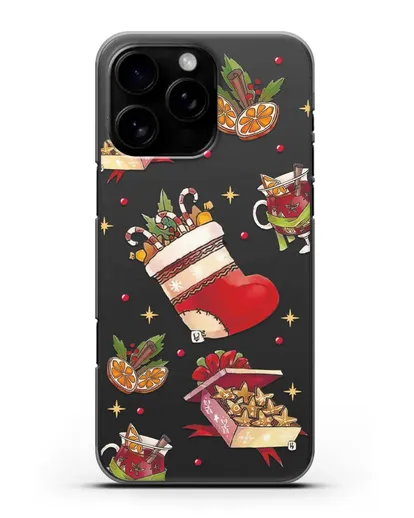 Чехол с иллюстрацией Рождественский подарок и глинтвейн силиконовый для iPhone 16 Pro Max