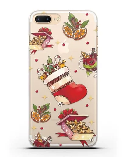 Чехол с иллюстрацией Рождественский подарок и глинтвейн силиконовый для iPhone 8 Plus