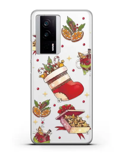 Чехол с иллюстрацией Рождественский подарок и глинтвейн силиконовый для Xiaomi Poco F5 Pro