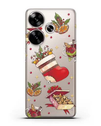 Чехол с иллюстрацией Рождественский подарок и глинтвейн силиконовый для Xiaomi Poco F6