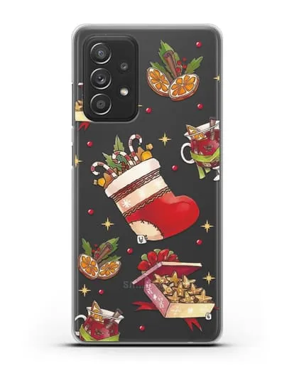Чехол с иллюстрацией Рождественский подарок и глинтвейн силиконовый для Samsung Galaxy A53