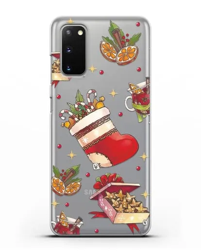 Чехол с иллюстрацией Рождественский подарок и глинтвейн силиконовый для Samsung Galaxy S20 [SM-G980F]