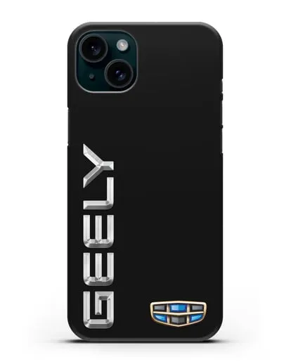 Чехол с надписью Geely (Джили) и логотипом силиконовый для iPhone 15 Plus