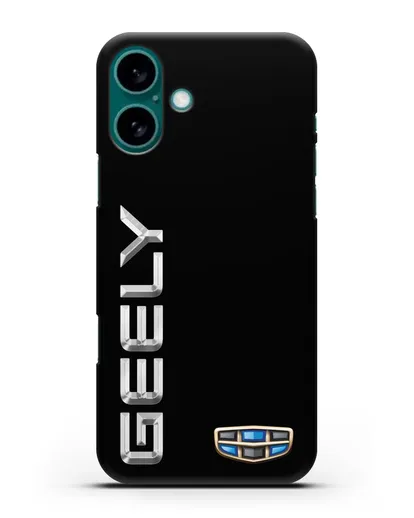 Чехол с надписью Geely (Джили) и логотипом силиконовый для iPhone 16 Plus