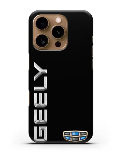 Чехол с надписью Geely (Джили) и логотипом силиконовый для iPhone 16 Pro