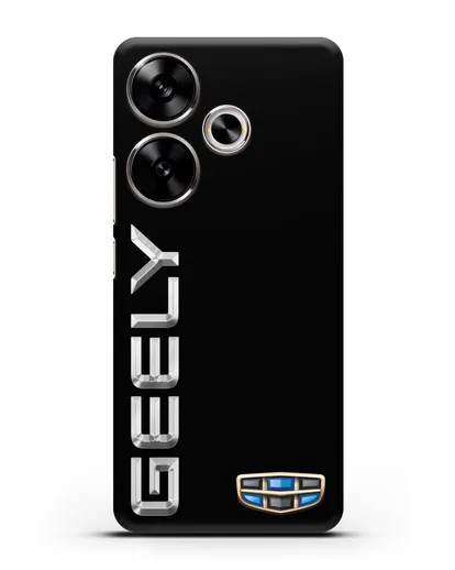 Чехол с надписью Geely (Джили) и логотипом силиконовый для Xiaomi Poco F6