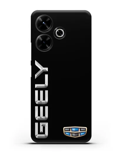 Чехол с надписью Geely (Джили) и логотипом силиконовый для Xiaomi Poco M6