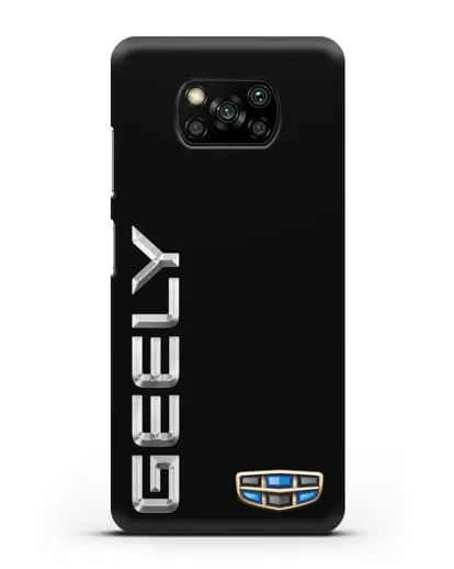 Чехол с надписью Geely (Джили) и логотипом силиконовый для Xiaomi Poco X3