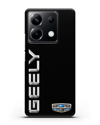 Чехол с надписью Geely (Джили) и логотипом силиконовый для Xiaomi Poco X6