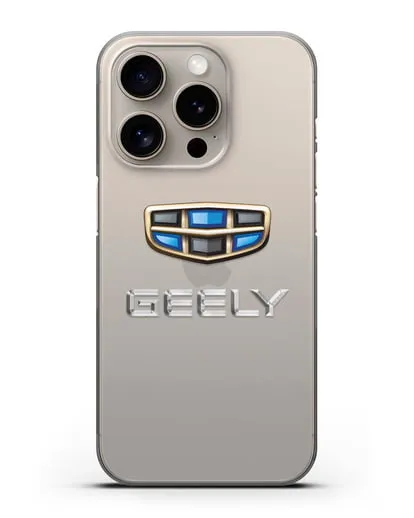 Чехол с логотипом Geely (Джили) силиконовый для iPhone 15 Pro