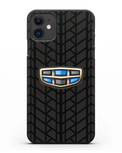 Чехол с логотипом Geely (Джили) и протектором шин силиконовый для iPhone 11