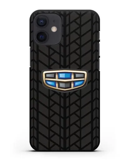 Чехол с логотипом Geely (Джили) и протектором шин силиконовый для iPhone 12 mini