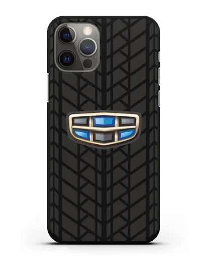 Чехол с логотипом Geely (Джили) и протектором шин силиконовый для iPhone 12 Pro