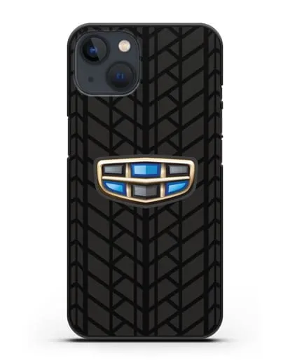 Чехол с логотипом Geely (Джили) и протектором шин силиконовый для iPhone 13 Mini