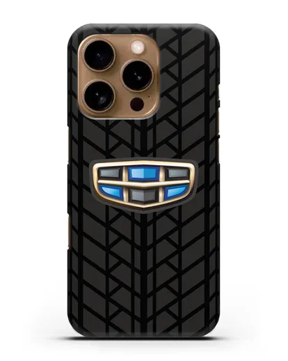 Чехол с логотипом Geely (Джили) и протектором шин силиконовый для iPhone 16 Pro