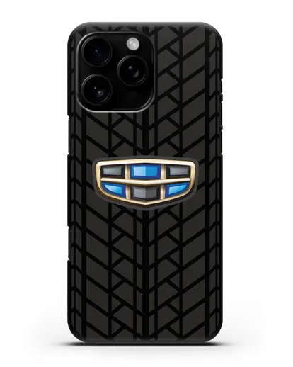 Чехол с логотипом Geely (Джили) и протектором шин силиконовый для iPhone 16 Pro Max