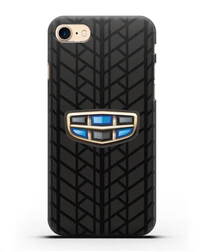 Чехол с логотипом Geely (Джили) и протектором шин силиконовый для iPhone 8
