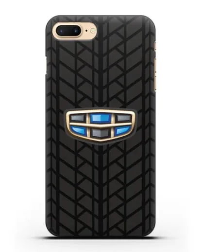 Чехол с логотипом Geely (Джили) и протектором шин силиконовый для iPhone 8 Plus