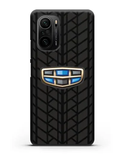 Чехол с логотипом Geely (Джили) и протектором шин силиконовый для Xiaomi Poco F3