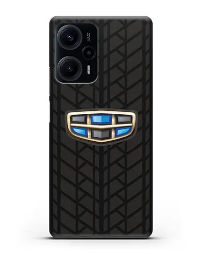 Чехол с логотипом Geely (Джили) и протектором шин силиконовый для Xiaomi Poco F5