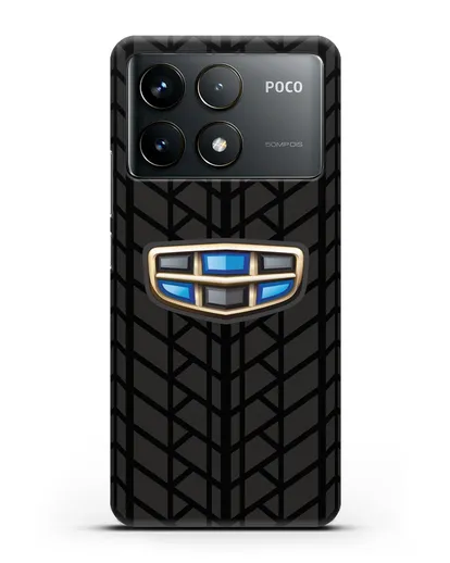 Чехол с логотипом Geely (Джили) и протектором шин силиконовый для Xiaomi Poco F6 Pro